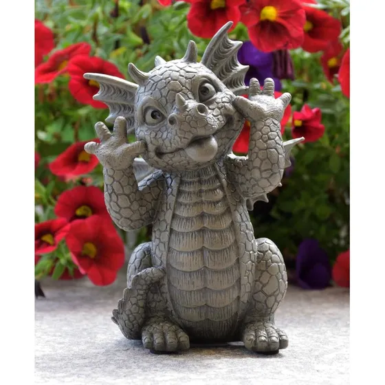 Glücksdrache 'Got you' – handbemalt, 13 cm, Polyresin