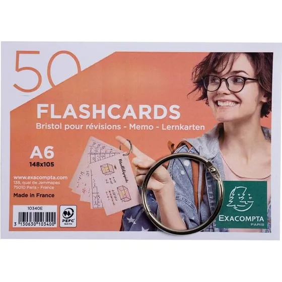 Exacompta Flashcards A6 liniert 50 Stück