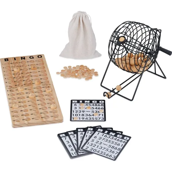 Bingo-Spiel Set aus Holz Natur/Schwarz