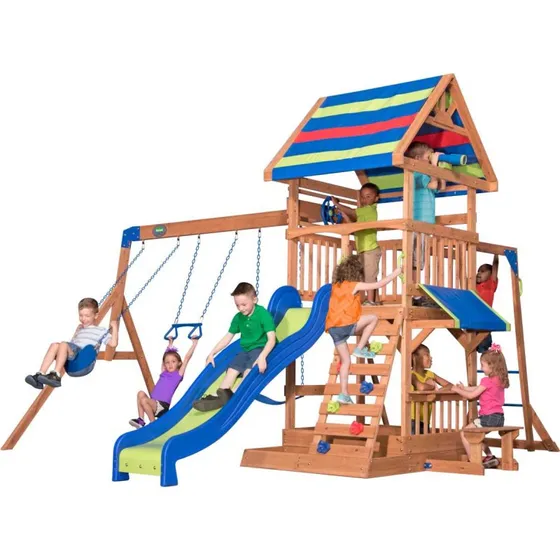 Backyard Northbrook Spielturm mit Rutsche, Schaukel & Hangelleiter