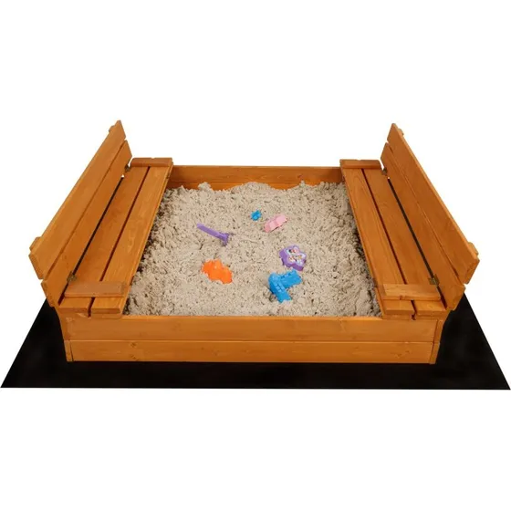 Soroplay Holz-Sandkasten 120x120 cm mit Abdeckung & Textilvlies