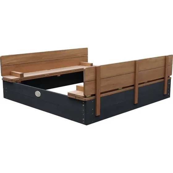 AXI Ella XL Sandkasten 120x120 cm Anthrazit/Braun mit Sitzbank