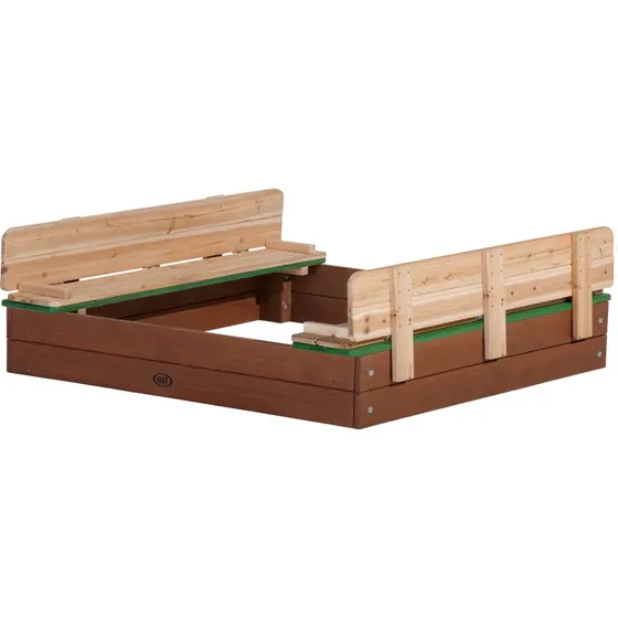 AXI Ella XL Sandkasten 120 x 120 cm Braun/Grün mit Klappdeckel