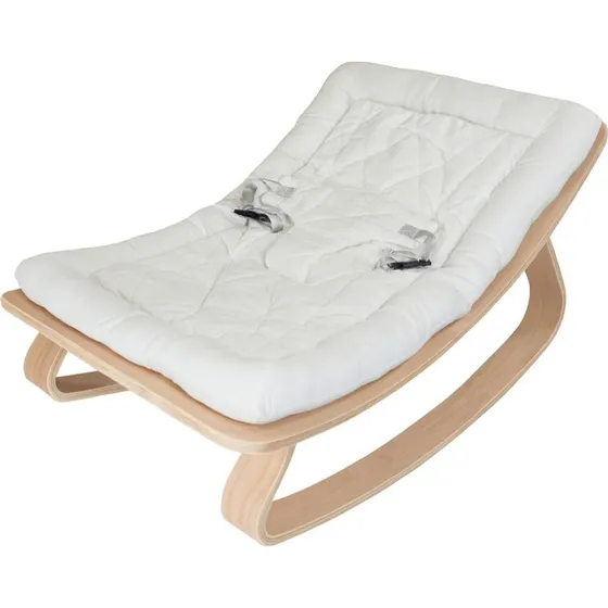 Holz Babywippe mit 5 cm Baumwollauflage, abnehmbar & waschbar