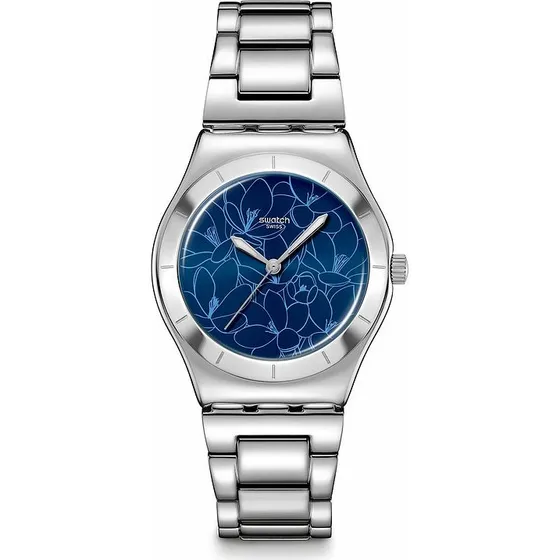 Swatch Petal Frenzy YLS235G Damen Uhr Edelstahl, blau
