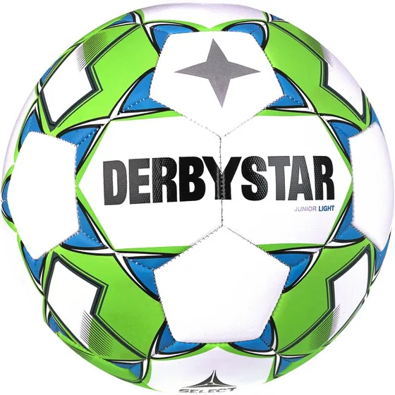 Derbystar Junior Light Fußball (Weiß/Grün/Blau, Größe 5, 350g)