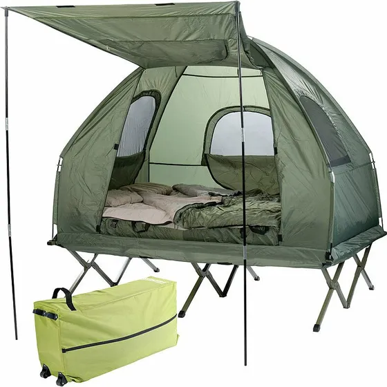 Semptec 4in1-Doppelzelt, Feldbett 2 Pers.