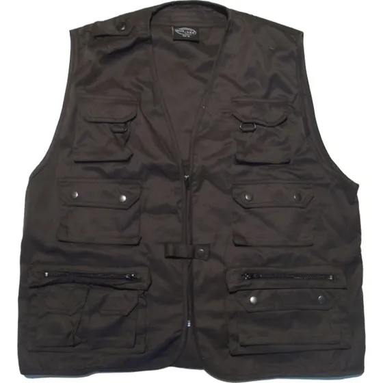 Mil-Tec Weste JAGD schwarz mit Netz 14 Taschen
