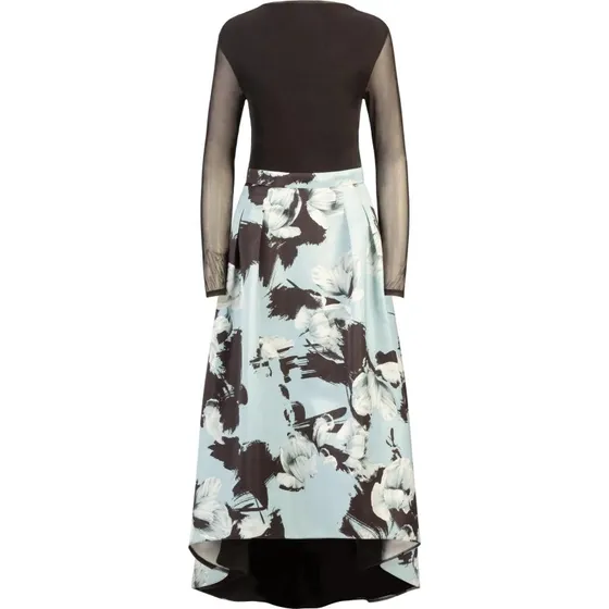 APART Abendkleid mit Meshärmeln, schwarzer floraler Rock