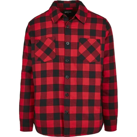 URBAN CLASSICS Padded Check Flannel Shirt schwarz/rot