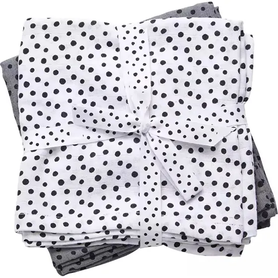 Done by Deer Burp Cloth 2-Pack Happy Dots Grau 70x70 cm
