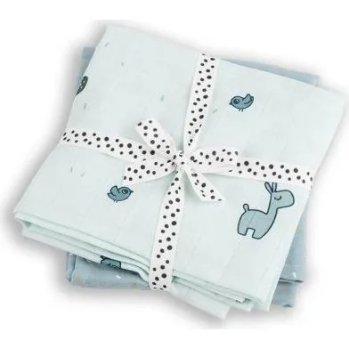 Done by Deer Pucktuch Swaddle 120x120 cm 2er-Set blau Lama