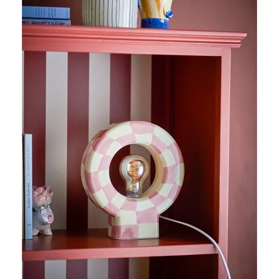 Bloomingville Vialini Tischleuchte Rosa, Steingut 20,5 x 23 cm