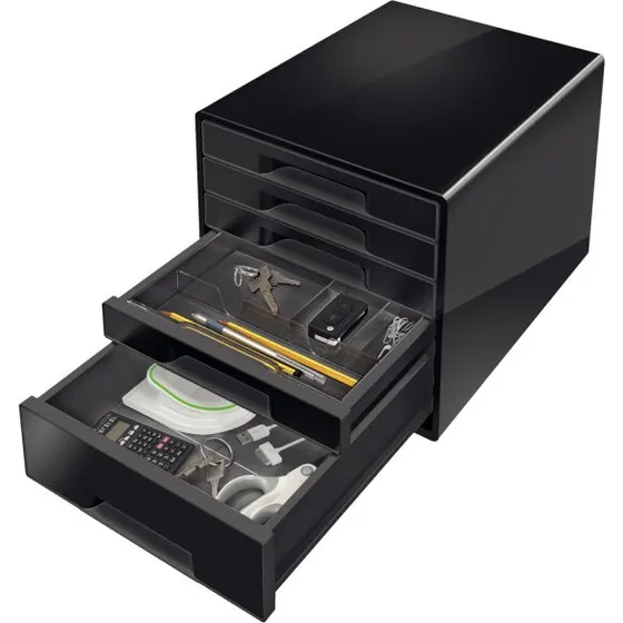 Leitz WOW CUBE Schubladenbox 5 Schubladen schwarz