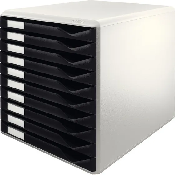LEITZ Schubladenbox Formular-Set 10 Schübe DIN A4 lichtgrau/schwarz