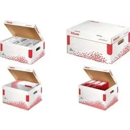 Esselte SPEEDBOX Klappdeckelbox A4, weiß/rot, 15 Stück