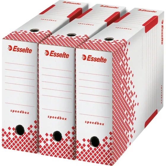 Esselte SPEEDBOX A4, weiß/rot, 80 mm, 100% recycelt