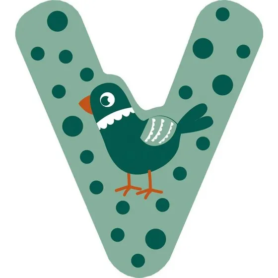 Small Foot Buchstabe V mit Vogel-Motiv, Holz