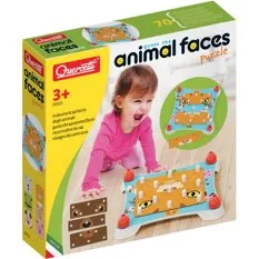 Quercetti Puzzle Tiergesichter – Holz-Steckpuzzle für Kinder ab 3 Jahren
