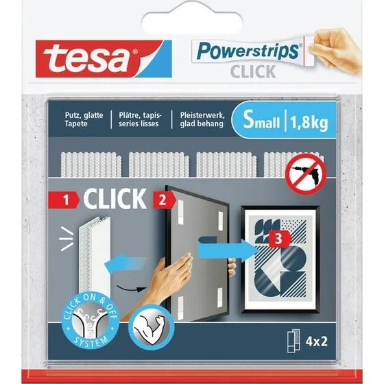 tesa Powerstrips CLICK Small 4x2 Paar 60x20 mm