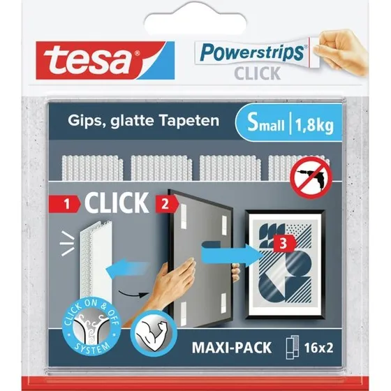 tesa Powerstrips CLICK Small 16 Paar 60x20 mm