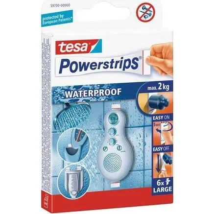 tesa Powerstrips Waterproof Weiß, 6 Stück