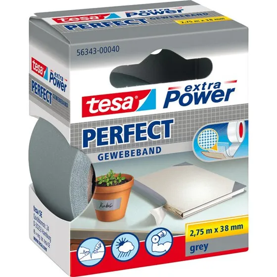 tesa Gewebeband extra Power Perfect grau 38 mm x 2,75 m