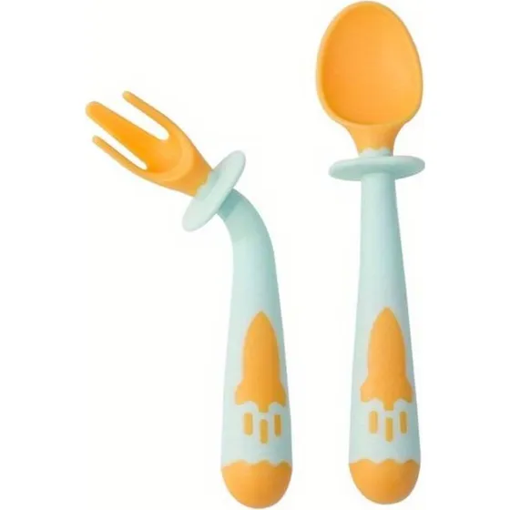BPA-frei Kinder Löffel Gabel Set mit biegbarer Silikonspitze