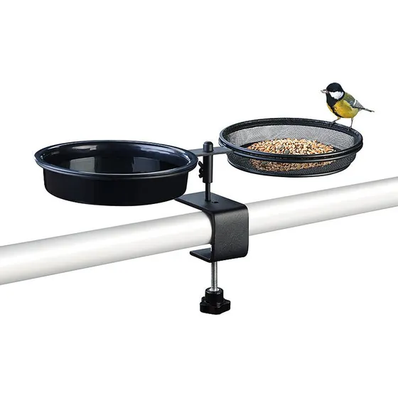 Royal Gardineer 2in1 Vogelbad & Futterstation mit Klemmhalterung