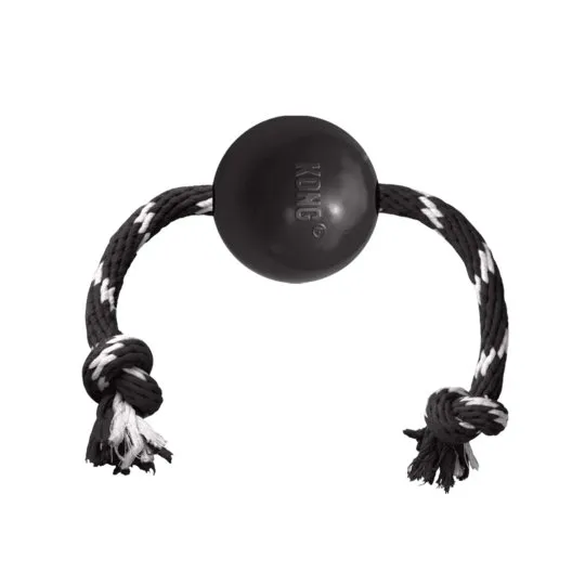 KONG Extreme Ball mit Tau, 8 cm, schwarz