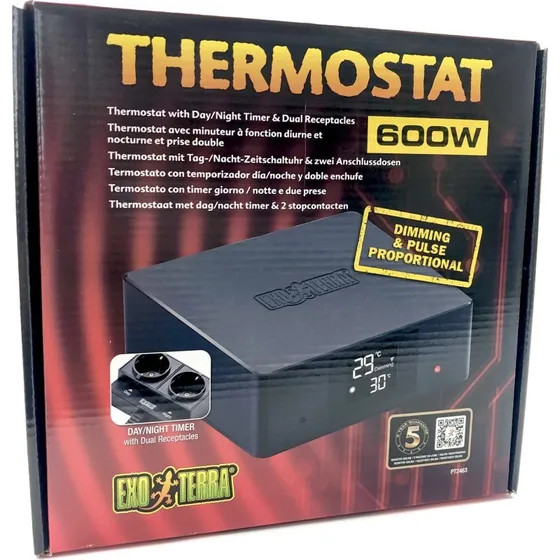 Exo Terra Thermostat 600W mit Doppelsteckdose & Timer