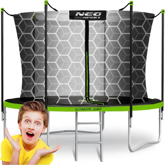Neo-Sport 252 cm Kindertrampolin mit Sicherheitsnetz