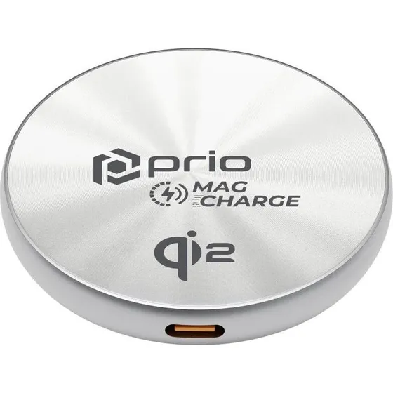 prio MAG Magnetisches kabelloses Ladegerät USB-C Silber