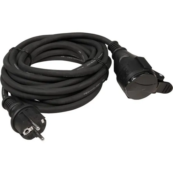 McPower Schutzkontakt-Verlängerung 5m, 3x1,5mm², IP44, schwarz