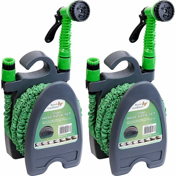 Royal Gardineer 2er-Set Dehnbare Gartenschläuche 5-15 m