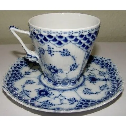 Royal Copenhagen Blau Geriffelt Volle Spitze Kaffeetasse 1036