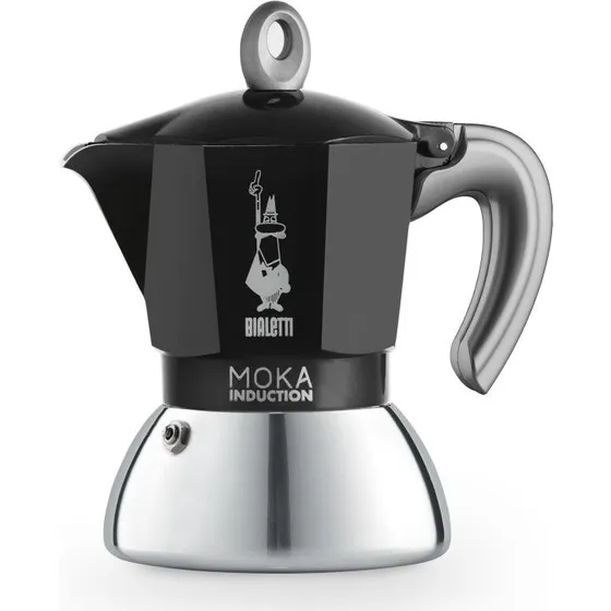 Bialetti Moka Induktion Edelstahl 2 Tassen Schwarz