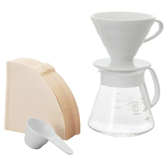 Hario V60-02 Keramik-Dripper-Set weiß