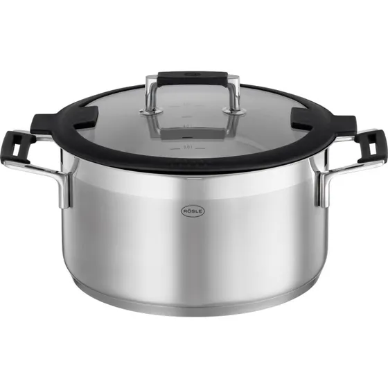 Rösle Silence Pro Kochtopf 24 cm Edelstahl mit Glasdeckel