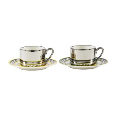 POLSPOTTEN x Rijksmuseum Espressotasse Set (2 Stück) Floral Gelb/Grün