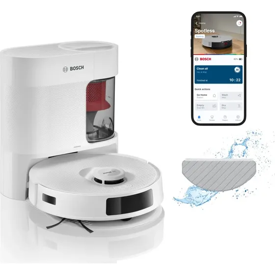 Bosch Spotless + BCRD1W Saugroboter mit Wischfunktion, Weiß