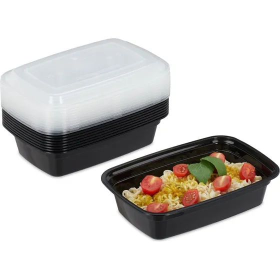 Braun 10er Set Meal Prep Boxen 1 Fach Schwarz/Transparent