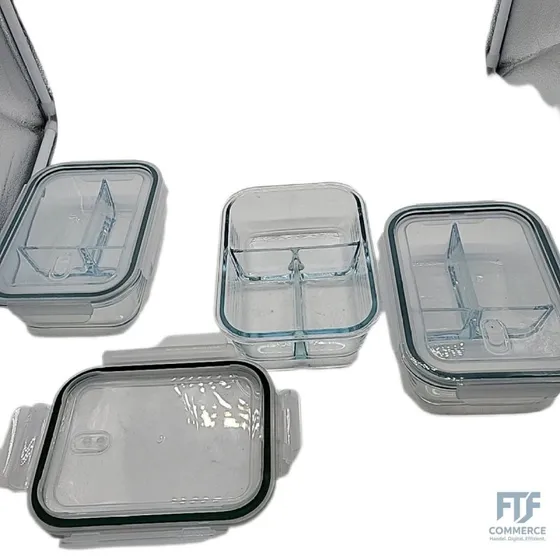Bomann 414021 FHDM 4021 G 3er Set Glas-Frischhaltedosen mit Fächern
