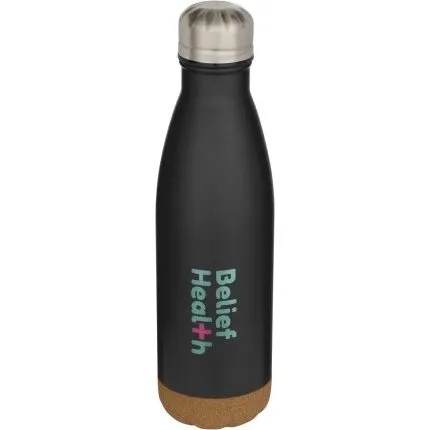 Cove 500 ml Edelstahl-Trinkflasche schwarz mit Korkdetails