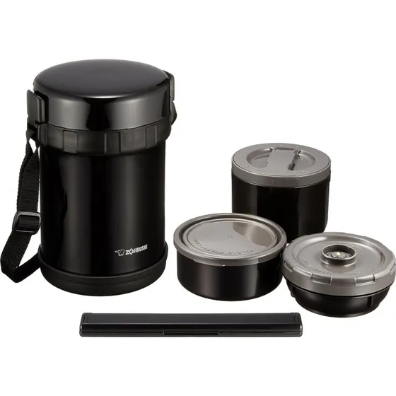 Zojirushi SL-GH18-BA Edelstahl-Isolier-Bento-Box 3 Cups schwarz