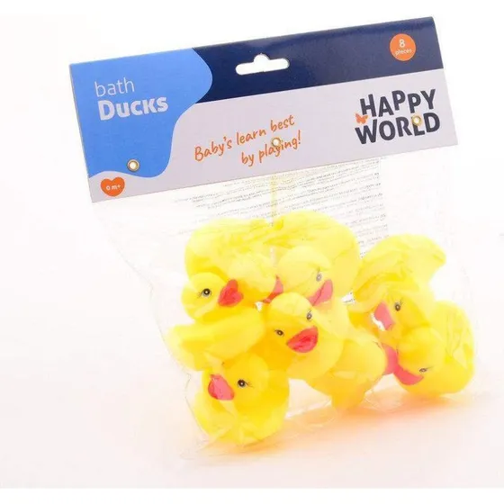 Sombo Happy World Rubber Ducks, 8er Set, gelb, 6 cm