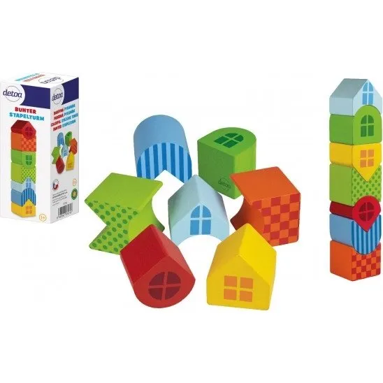 Detoa Bunte Pyramide – Holzspielzeug für Kinder ab 1 Jahr