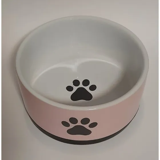 Nobby Pet Paw Keramik-Hundenapf rosa-weiß 1,1 l