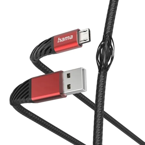 Hama Extreme USB-A auf Micro-USB, 1,5 m, Schwarz/Rot