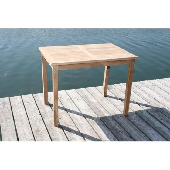 Teak Holztisch rechteckig 90 x 70 cm – Premium Gartentisch